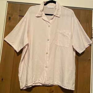 Bryn Walker Linen womens M Shirt top blouse button down pocket Lagenlook Boxy